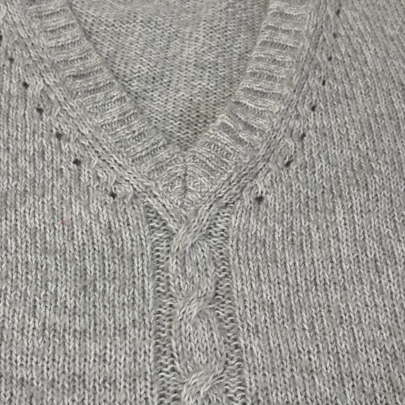 Sonoma Life + Style Grey Cable Knit Sweater Size L V-Neck Pullover Tunic Length - Picture 3 of 8